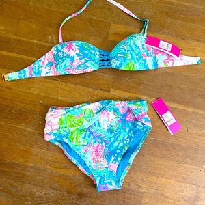 BNWT Lilly Pulitzer fished my wish high waisted bikini